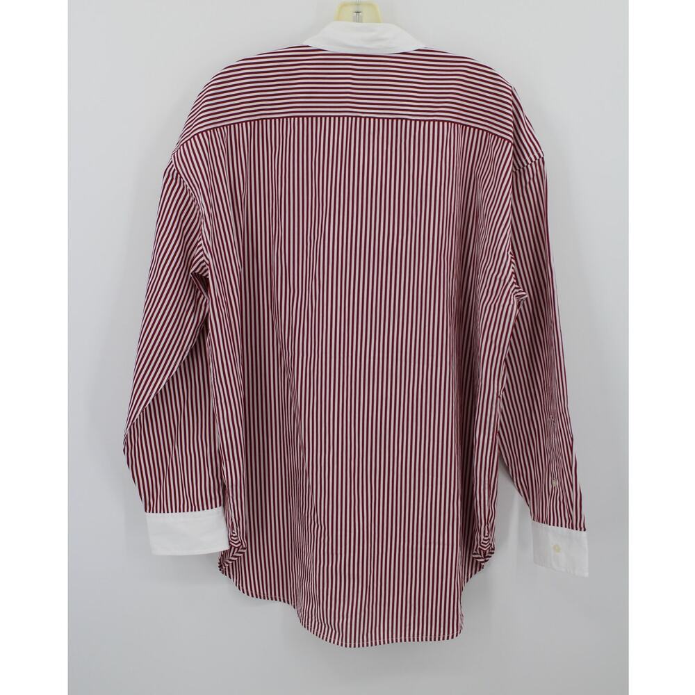 Lauren Ralph Lauren Women's XL Striped Broadcloth Button Down Shirt Red White - Picture 3 of 8